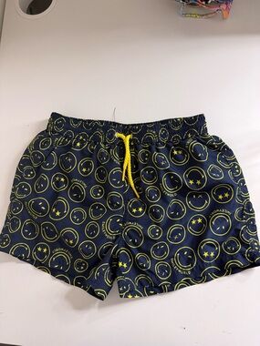 Kids Navy Blue and Yellow Smiley One-Piece Swim Suit